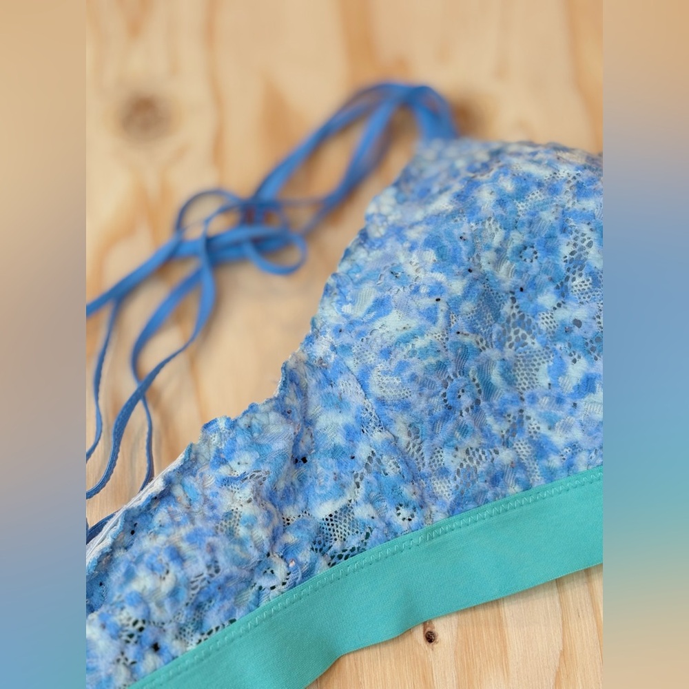 aerie floral lace bralette - XS - sky blue bra like new - Picture 4 of 4